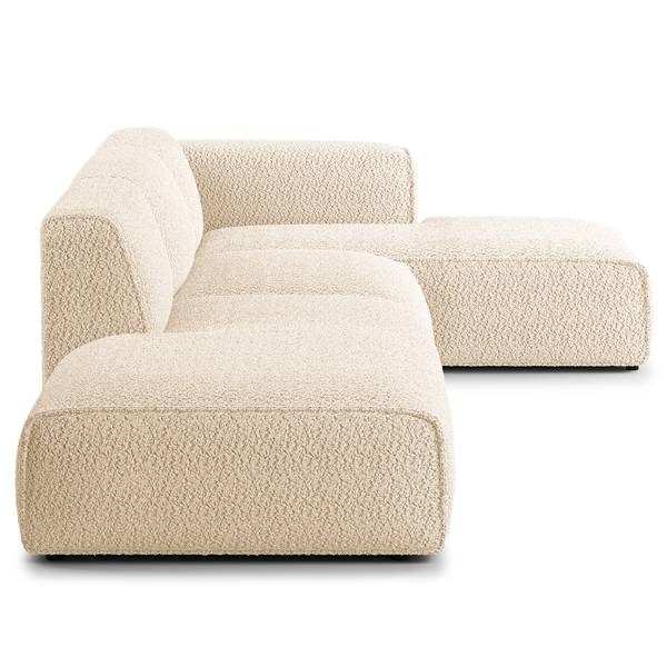 Ecksofa HUDSON mit Chaiselongue Teddy-Bouclé Stoff Bony: Beige - Longchair davorstehend rechts