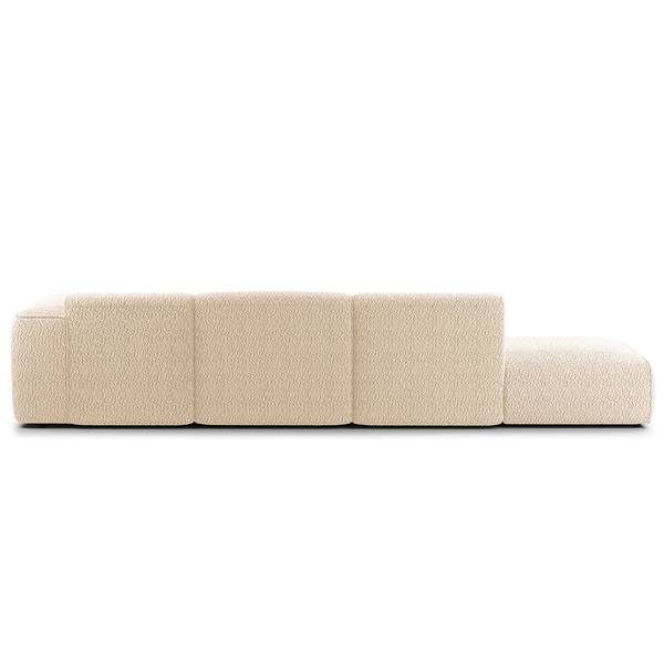 Ecksofa HUDSON mit Chaiselongue Teddy-Bouclé Stoff Bony: Beige - Longchair davorstehend rechts