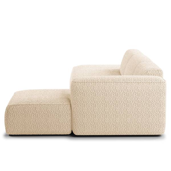 Ecksofa HUDSON mit Chaiselongue Teddy-Bouclé Stoff Bony: Beige - Longchair davorstehend rechts