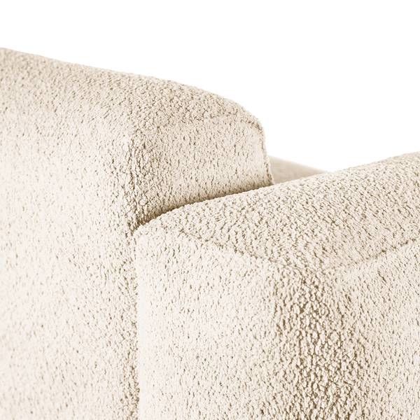 Ecksofa HUDSON 3-Sitzer mit Recamiere Teddy-Bouclé Stoff Bony: Beige - Ottomane davorstehend rechts