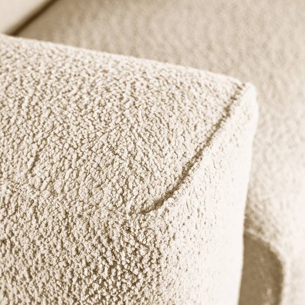Ecksofa HUDSON 3-Sitzer mit Recamiere Teddy-Bouclé Stoff Bony: Beige - Ottomane davorstehend rechts
