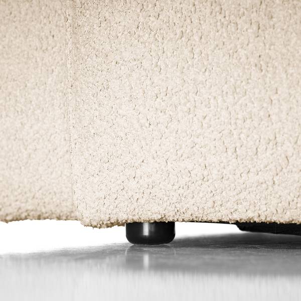 Ecksofa HUDSON 3-Sitzer mit Recamiere Teddy-Bouclé Stoff Bony: Beige - Ottomane davorstehend rechts