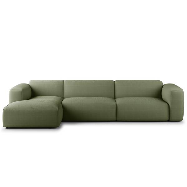 Ecksofa HUDSON 3-Sitzer mit Longchair Cordstoff Snor: Grün - Breite: 317 cm - Longchair davorstehend links