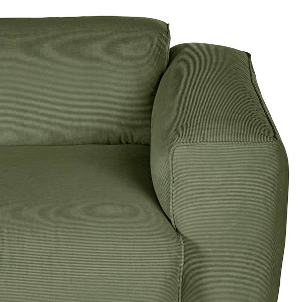 Ecksofa HUDSON 3-Sitzer mit Longchair Cordstoff Snor: Grün - Breite: 317 cm - Longchair davorstehend links