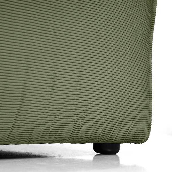 Ecksofa HUDSON 3-Sitzer mit Longchair Cordstoff Snor: Grün - Breite: 317 cm - Longchair davorstehend links