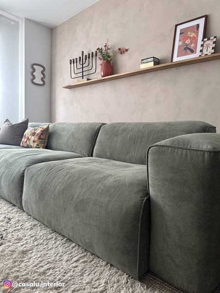 Ecksofa HUDSON 3-Sitzer mit Longchair Cordstoff Snor: Grün - Breite: 317 cm - Longchair davorstehend links