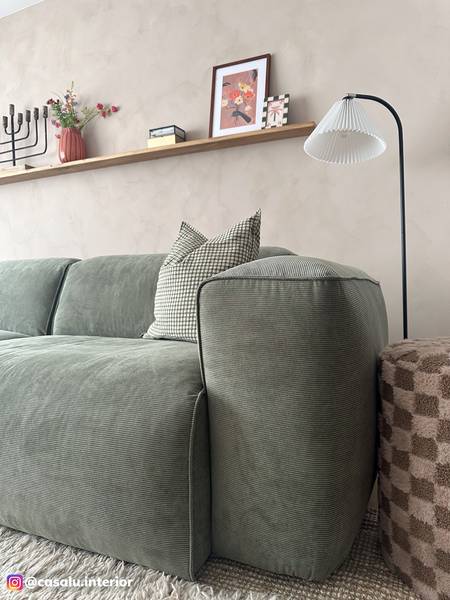 Ecksofa HUDSON 3-Sitzer mit Longchair Cordstoff Snor: Grün - Breite: 317 cm - Longchair davorstehend links