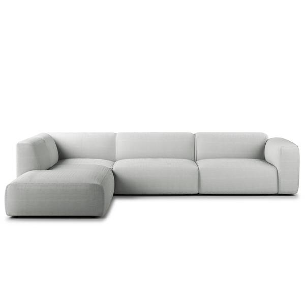Ecksofa HUDSON 3-Sitzer mit Recamiere Cordstoff Snor: Grau - Ottomane davorstehend links