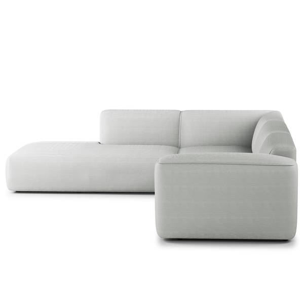 Ecksofa HUDSON 3-Sitzer mit Recamiere Cordstoff Snor: Grau - Ottomane davorstehend links
