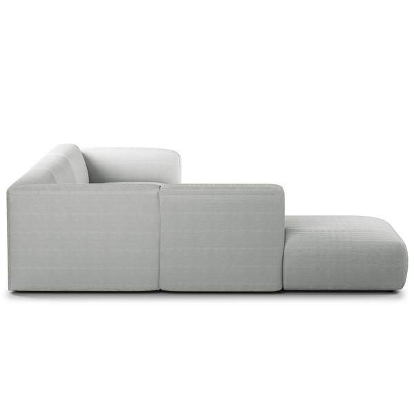 Ecksofa HUDSON 3-Sitzer mit Recamiere Cordstoff Snor: Grau - Ottomane davorstehend links