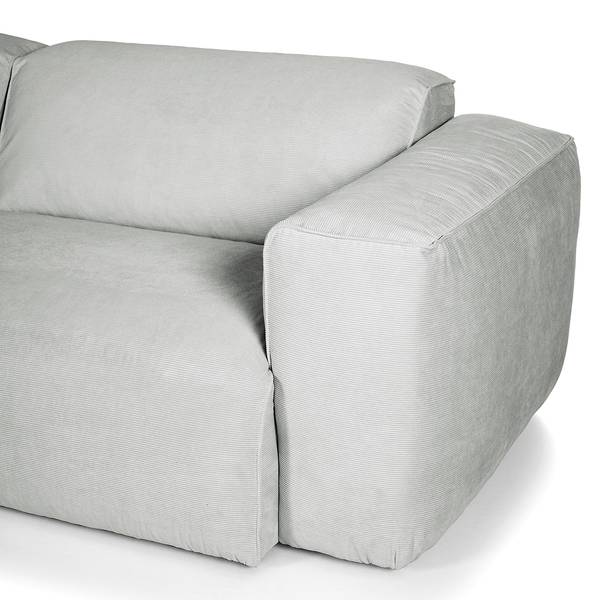 Ecksofa HUDSON 3-Sitzer mit Recamiere Cordstoff Snor: Grau - Ottomane davorstehend links