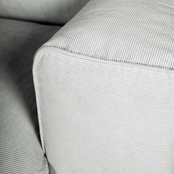Ecksofa HUDSON 3-Sitzer mit Recamiere Cordstoff Snor: Grau - Ottomane davorstehend links