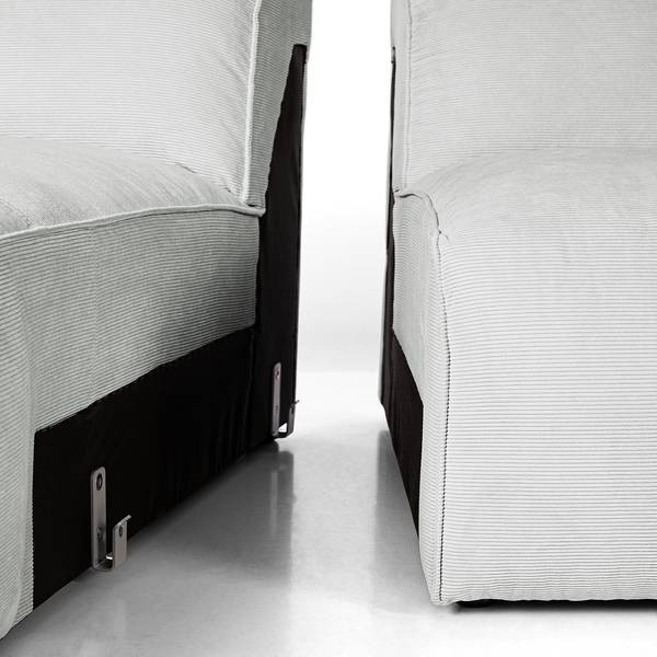 Ecksofa HUDSON 3-Sitzer mit Recamiere Cordstoff Snor: Grau - Ottomane davorstehend links
