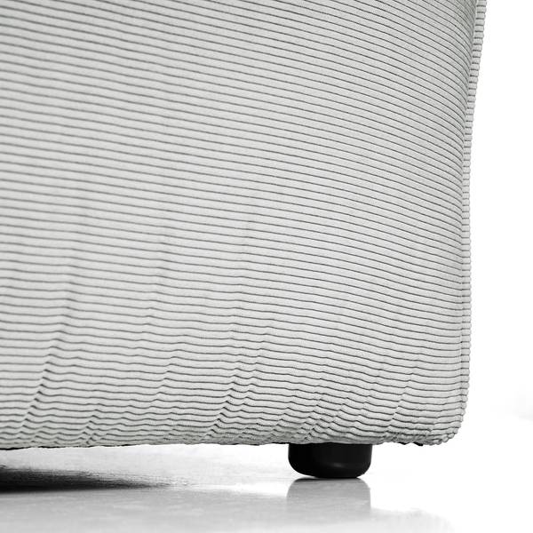 Ecksofa HUDSON 3-Sitzer mit Recamiere Cordstoff Snor: Grau - Ottomane davorstehend links