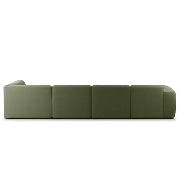 Wohnlandschaft HUDSON Cordstoff Snor: Grün - Longchair davorstehend links / Ottomane rechts