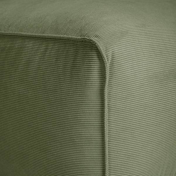 Wohnlandschaft HUDSON Cordstoff Snor: Grün - Longchair davorstehend links / Ottomane rechts