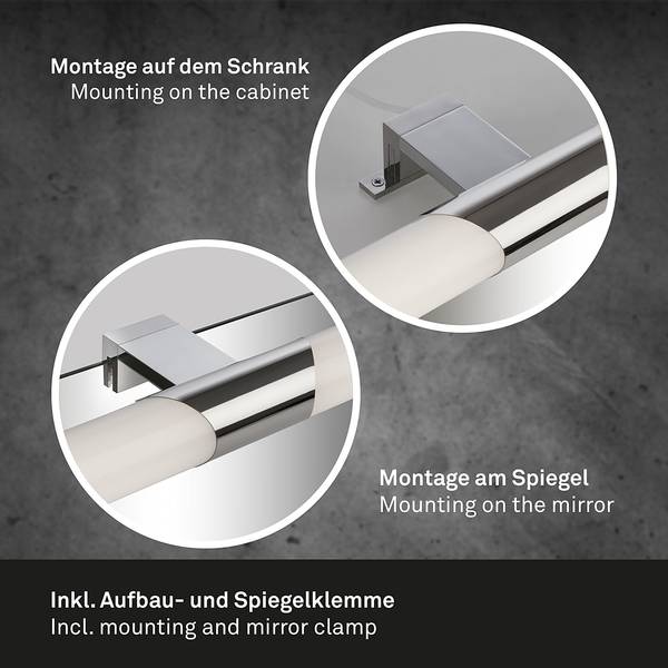 LED-badkamerlamp Klak II acrylglas - 1 lichtbron - zilver - Breedte: 32 cm