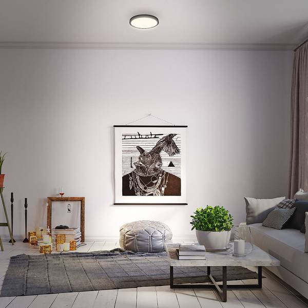 LED-plafondlamp Runa I nylon / ijzer - 1 lichtbron - zwart