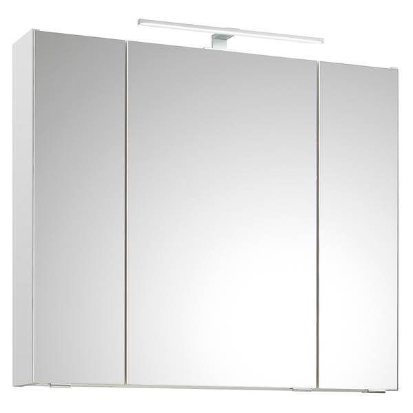 Badkamerset Tiberio IX (5-delig) zijdeglas wit / Riviera eikenhouten look - met LED-strip