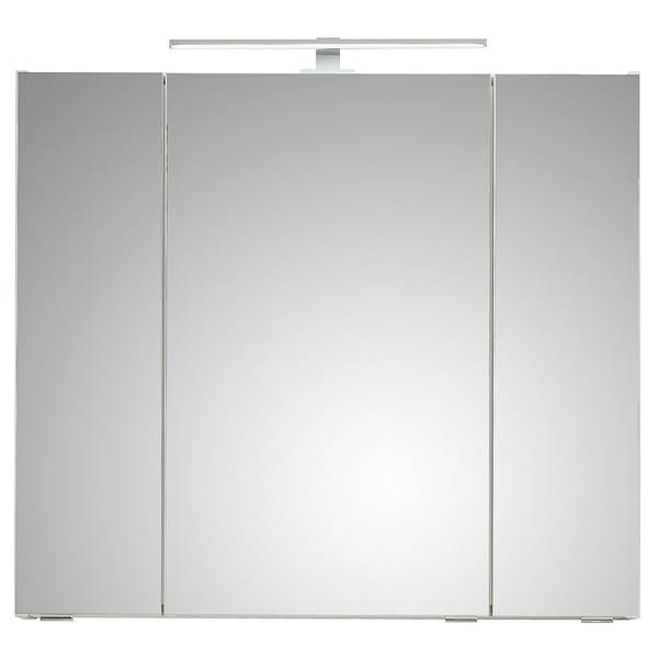 Badkamerset Tiberio IX (5-delig) zijdeglas wit / Riviera eikenhouten look - met LED-strip