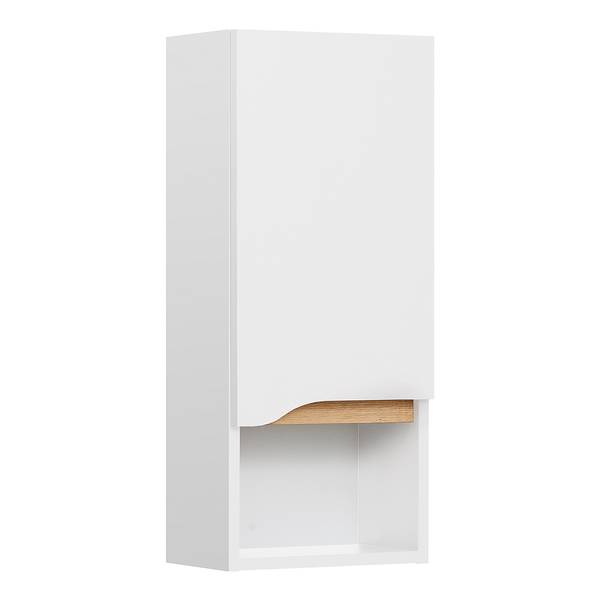 Badkamerset Tiberio IX (5-delig) zijdeglas wit / Riviera eikenhouten look - met LED-strip