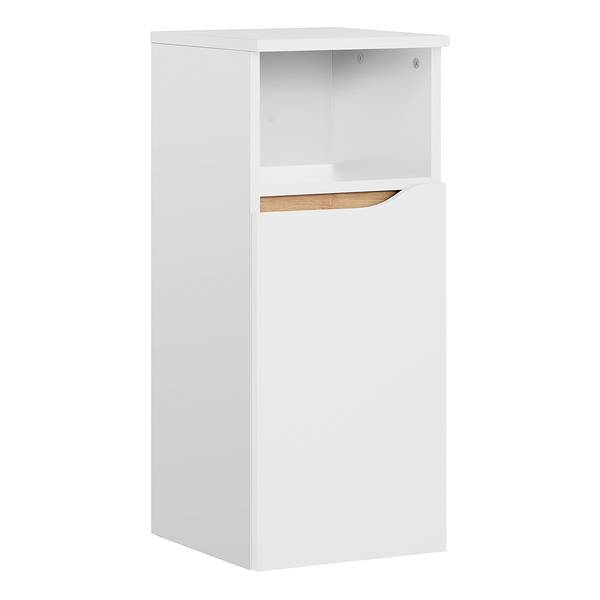 Badkamerset Tiberio IX (5-delig) zijdeglas wit / Riviera eikenhouten look - met LED-strip