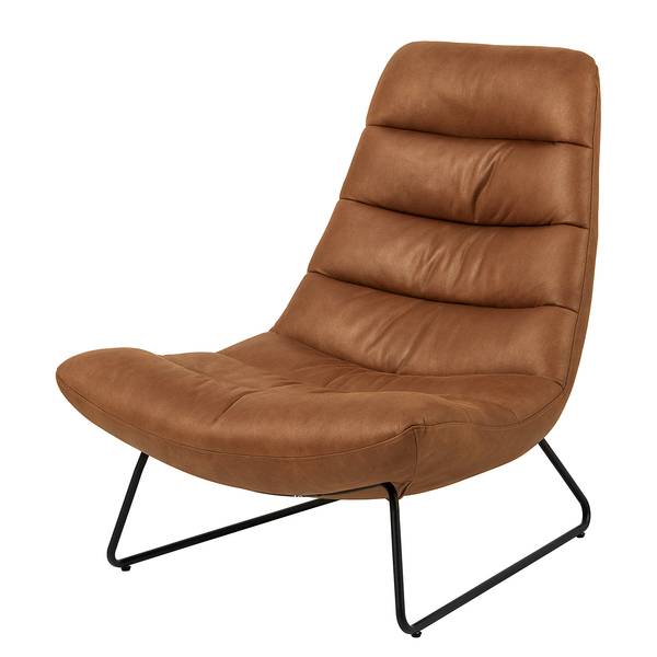 Loungesessel Quini Mischgewebe / Eisen - Cognac / Schwarz