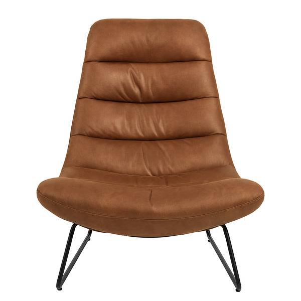 Loungesessel Quini Mischgewebe / Eisen - Cognac / Schwarz