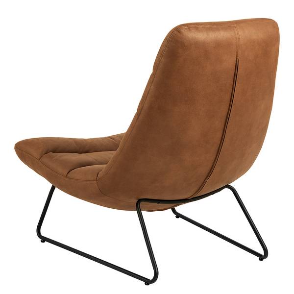 Loungesessel Quini Mischgewebe / Eisen - Cognac / Schwarz