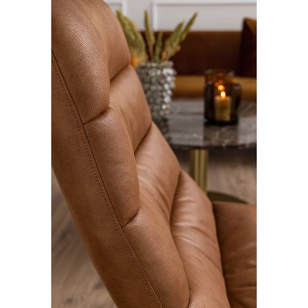 Loungesessel Quini Mischgewebe / Eisen - Cognac / Schwarz