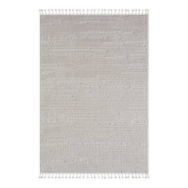Kurzflorteppich Enya Polyester / Baumwolle - Weiß - 160 x 230 cm