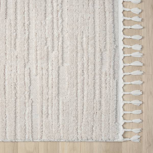 Kurzflorteppich Enya Polyester / Baumwolle - Weiß - 160 x 230 cm