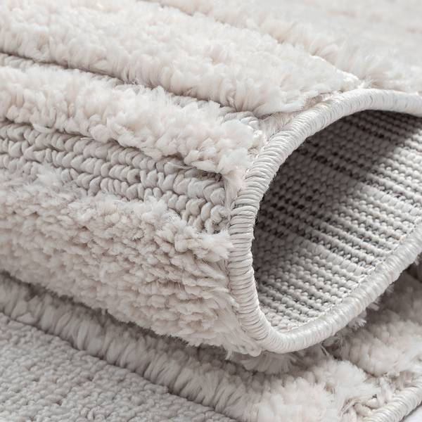 Kurzflorteppich Enya Polyester / Baumwolle - Weiß - 160 x 230 cm