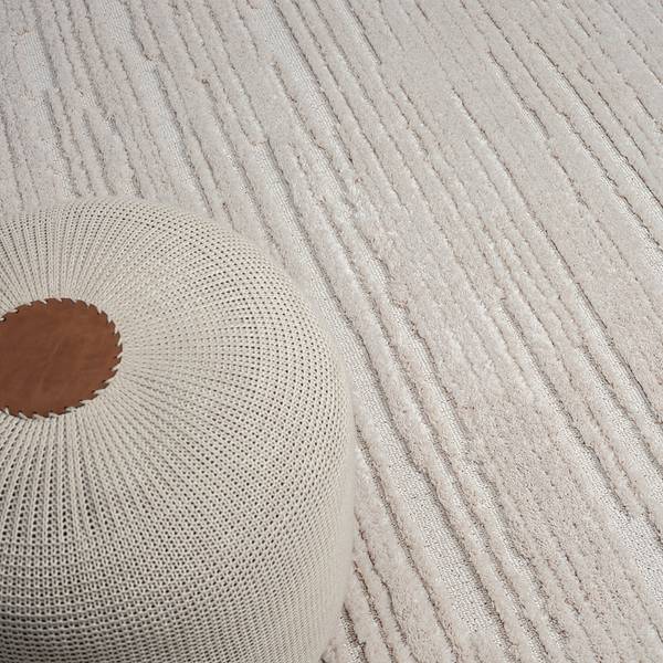 Kurzflorteppich Enya Polyester / Baumwolle - Weiß - 160 x 230 cm