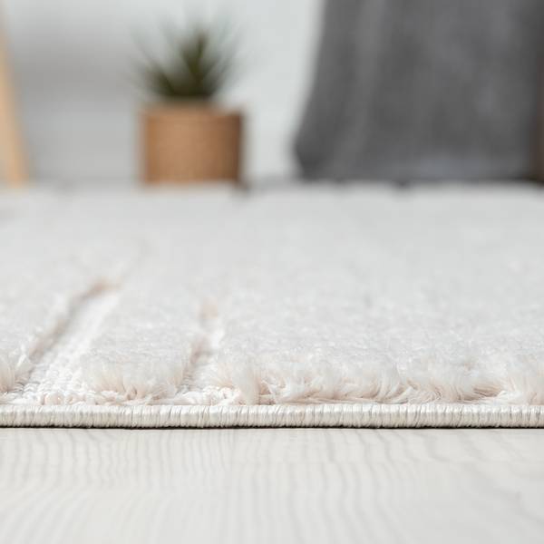 Kurzflorteppich Enya Polyester / Baumwolle - Weiß - 160 x 230 cm