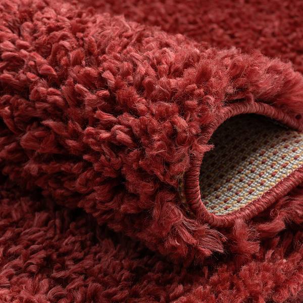 Hoogpolig vloerkleed My Shaggy polypropeen/jute - wijnrood - 200 x 290 cm