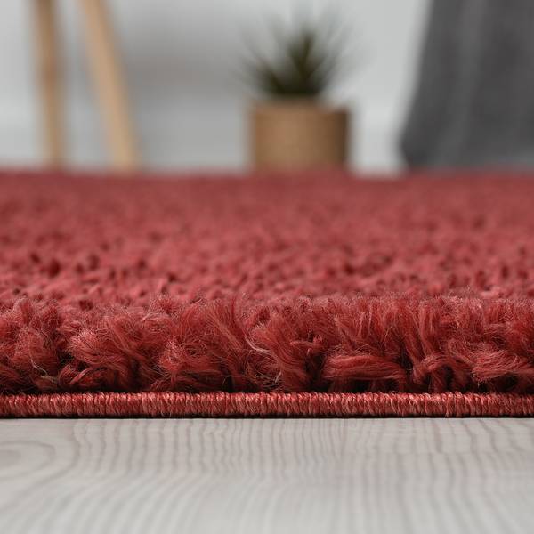 Hoogpolig vloerkleed My Shaggy polypropeen/jute - wijnrood - 200 x 290 cm