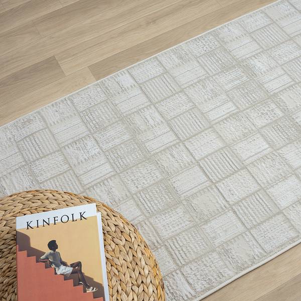 Laagpolig vloerkleed My Wonder polyester/katoen - beige - 80 x 150 cm