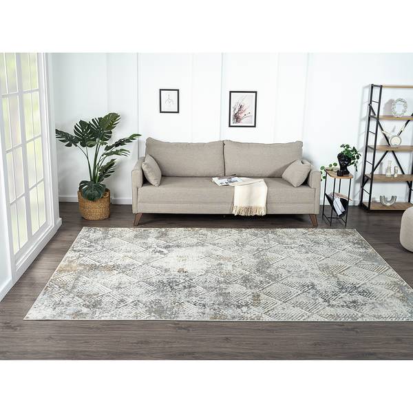 Kurzflorteppich My Heart Polyester / Baumwolle - Beige / Grau - 200 x 290 cm