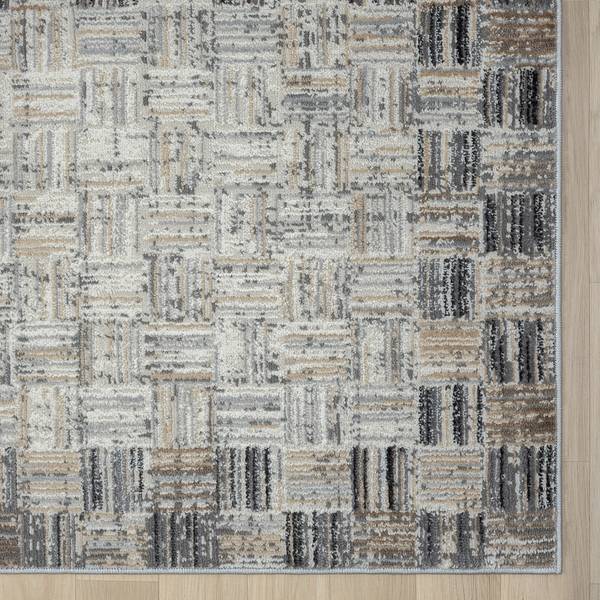 Laagpolig vloerkleed My Mood polyester/katoen - beige/grijs - 80 x 150 cm