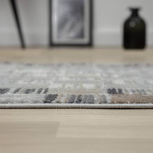 Laagpolig vloerkleed My Mood polyester/katoen - beige/grijs - 80 x 150 cm