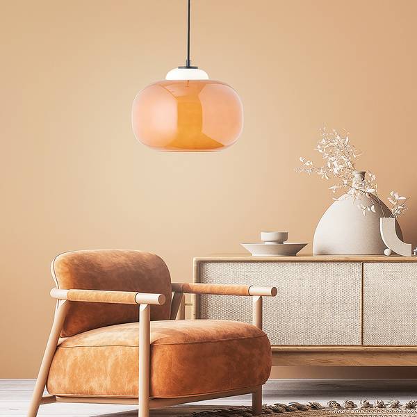 Pendelleuchte Blop Farbglas / Eisen - 1-flammig - Orange
