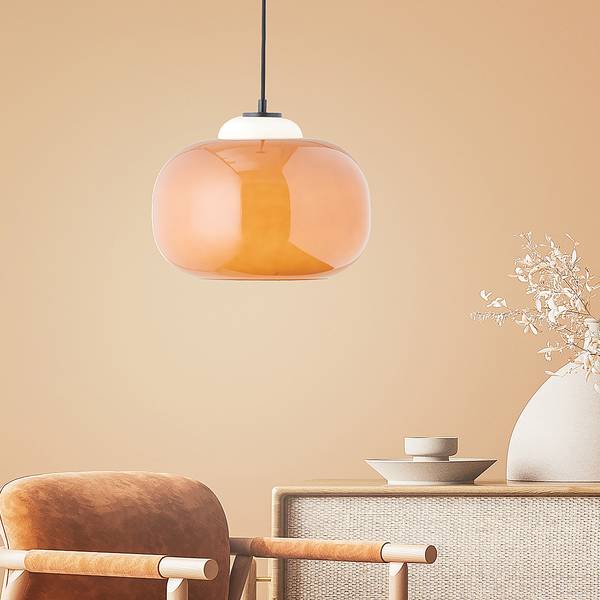 Pendelleuchte Blop Farbglas / Eisen - 1-flammig - Orange