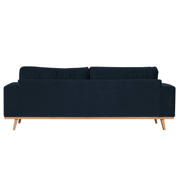 2-Sitzer Sofa BILLUND Samt Sadia: Dunkelblau - Buche Hell