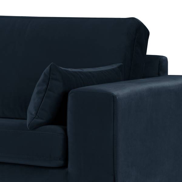 2-Sitzer Sofa BILLUND Samt Sadia: Dunkelblau - Buche Hell