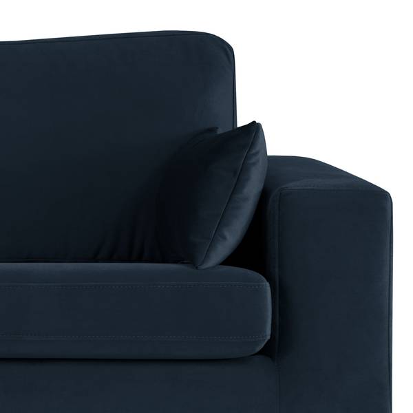 2-Sitzer Sofa BILLUND Samt Sadia: Dunkelblau - Buche Hell