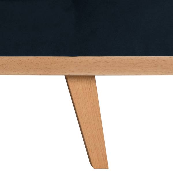 2-Sitzer Sofa BILLUND Samt Sadia: Dunkelblau - Buche Hell