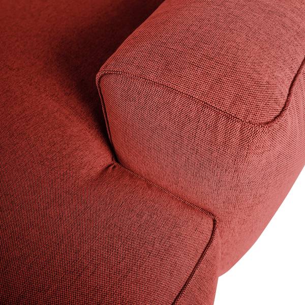 Canapé d’angle HUDSON avec méridienne Tissu Saia: Carmin - Méridienne courte à droite (vue de face)