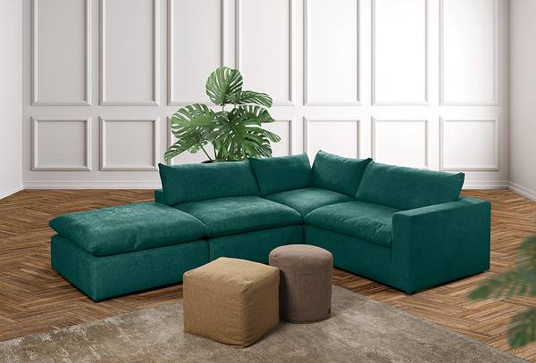 Modulaire hoek Nizza turquoise - 120 x 102 x 84 cm