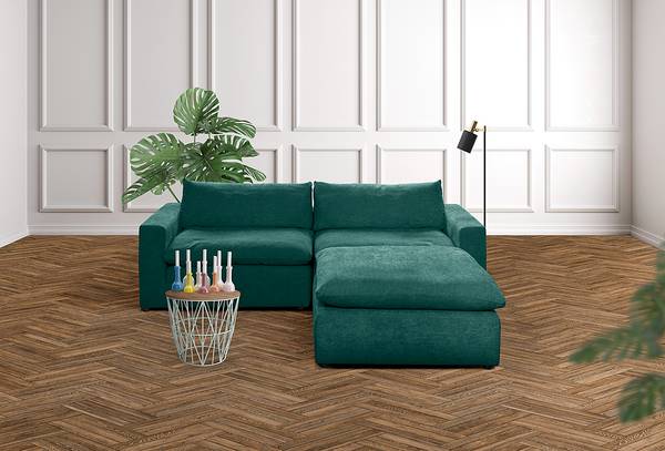 Modulaire hoek Nizza turquoise - 120 x 102 x 84 cm